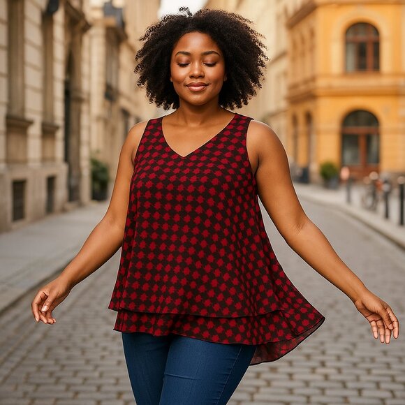 Lane Bryant Layered Chiffon Sleeveless Top – Size 14 NWT - Picture 1 of 9